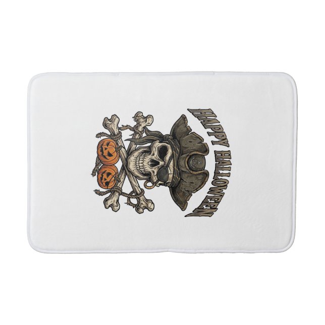 Happy Halloween Pirate Skull Crossbones Pumpkins_1 Bath Mat (Front)