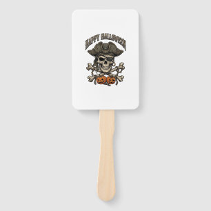 Happy Halloween Pirate Skull Crossbones Pumpkins_1 Hand Fan