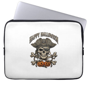 Happy Halloween Pirate Skull Crossbones Pumpkins_1 Laptop Sleeve
