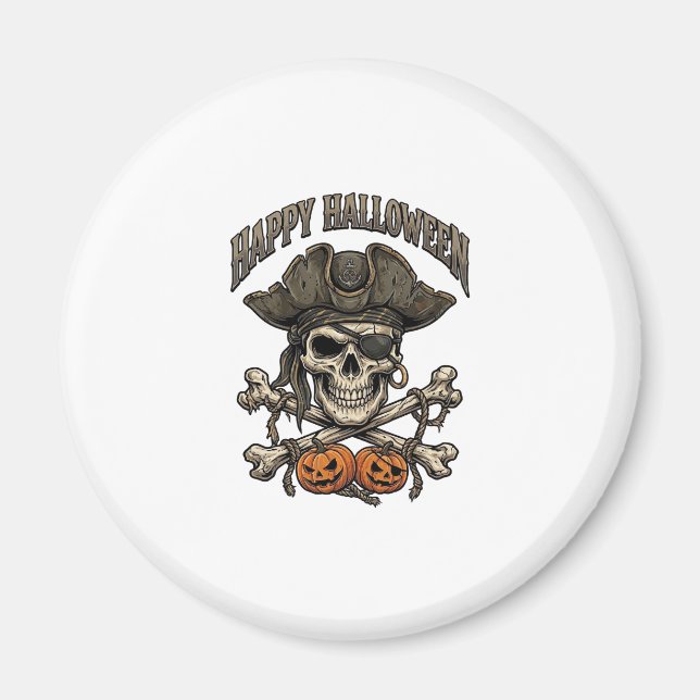 Happy Halloween Pirate Skull Crossbones Pumpkins_1 Magnet (Front)