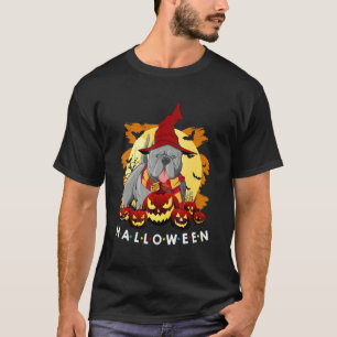 Happy Halloween Pitbull With Moon Pumpkin Dog T-Shirt