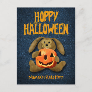 Happy Halloween postcard Bunny Jack-o-Lantern