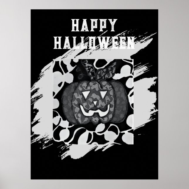 Happy Halloween Poster with Pumpkin Design (Front)