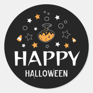 happy halloween potion bottle classic round sticker