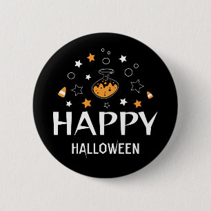 happy halloween potion bottle stars 6 cm round badge