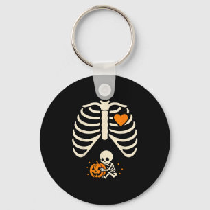 Happy Halloween Pregnant Baby Skeleton Spooky Seas Key Ring