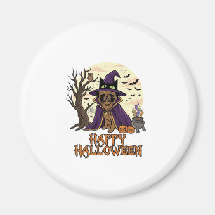 Happy Halloween Pug Witch Hat Cauldron Pumpkins_1 Magnet
