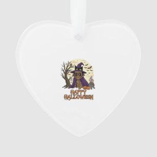 Happy Halloween Pug Witch Hat Cauldron Pumpkins_1 Ornament