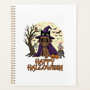 Happy Halloween Pug Witch Hat Cauldron Pumpkins_1 Planner