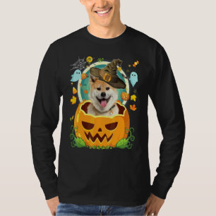 Happy Halloween Pumpkin Akita Inu Dog Witch Cute H T-Shirt