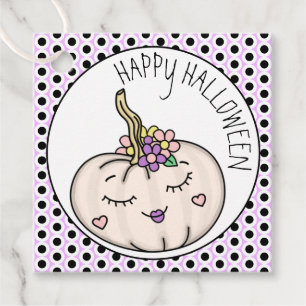 Happy Halloween Pumpkin and Polka Dots Favour Tags