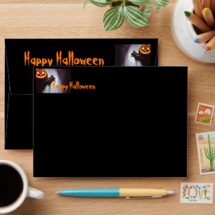 Happy Halloween Pumpkin and Tree Envelope