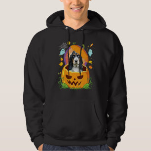 Happy Halloween Pumpkin Basset Hound Dog Witch Cut Hoodie