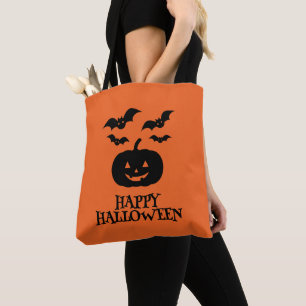 Happy Halloween Pumpkin Bat Minimal Tote Bag