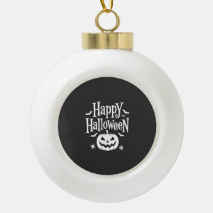 Happy Halloween Pumpkin Bat Spider Design Ceramic Ball Christmas Ornament