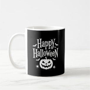 Happy Halloween Pumpkin Bat Spider Design Coffee Mug