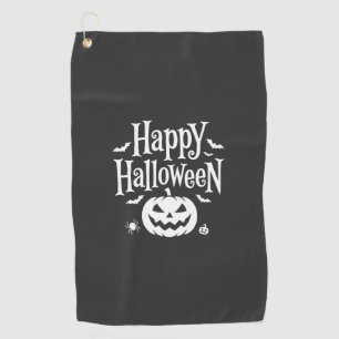 Happy Halloween Pumpkin Bat Spider Design Golf Towel