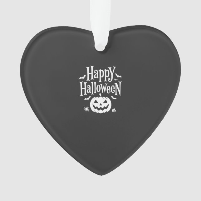 Happy Halloween Pumpkin Bat Spider Design Ornament (Front)
