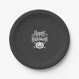 Happy Halloween Pumpkin Bat Spider Design Paper Plate