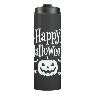 Happy Halloween Pumpkin Bat Spider Design Thermal Tumbler