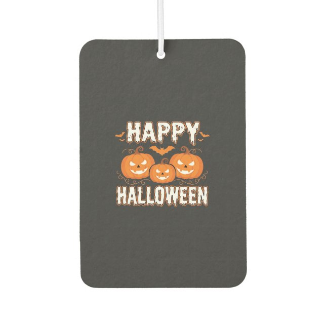 Happy Halloween Pumpkin Bat Vector Car Air Freshener (Front)