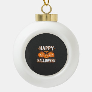Happy Halloween Pumpkin Bat Vector Ceramic Ball Christmas Ornament