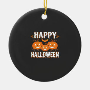 Happy Halloween Pumpkin Bat Vector Ceramic Tree Decoration