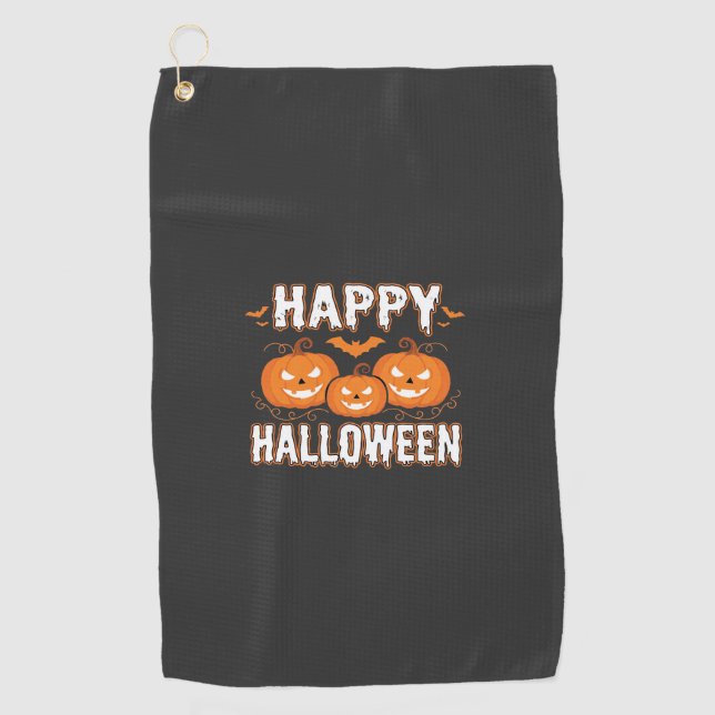 Happy Halloween Pumpkin Bat Vector Golf Towel (Front)