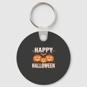 Happy Halloween Pumpkin Bat Vector Key Ring