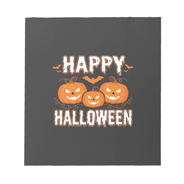 Happy Halloween Pumpkin Bat Vector Notepad (Front)