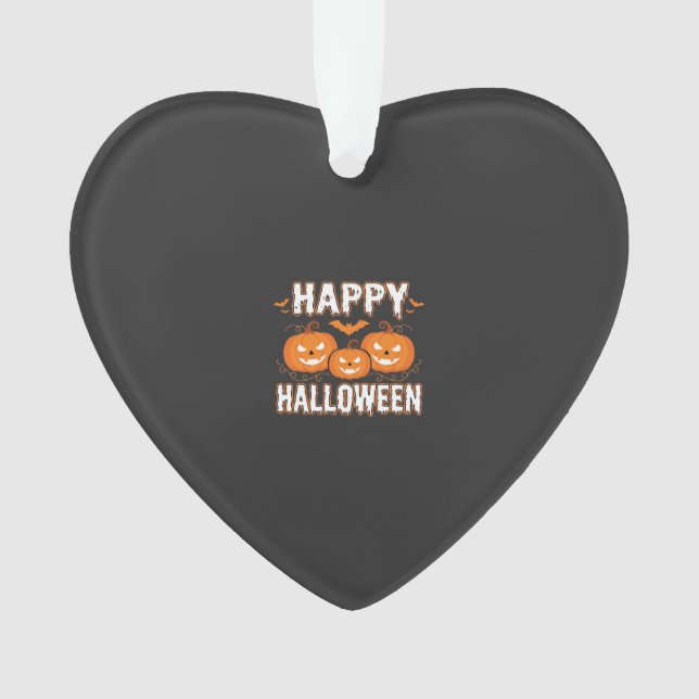 Happy Halloween Pumpkin Bat Vector Ornament (Front)