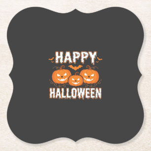 Happy Halloween Pumpkin Bat Vector Paper Coaster