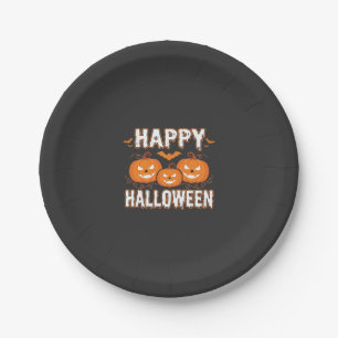 Happy Halloween Pumpkin Bat Vector Paper Plate