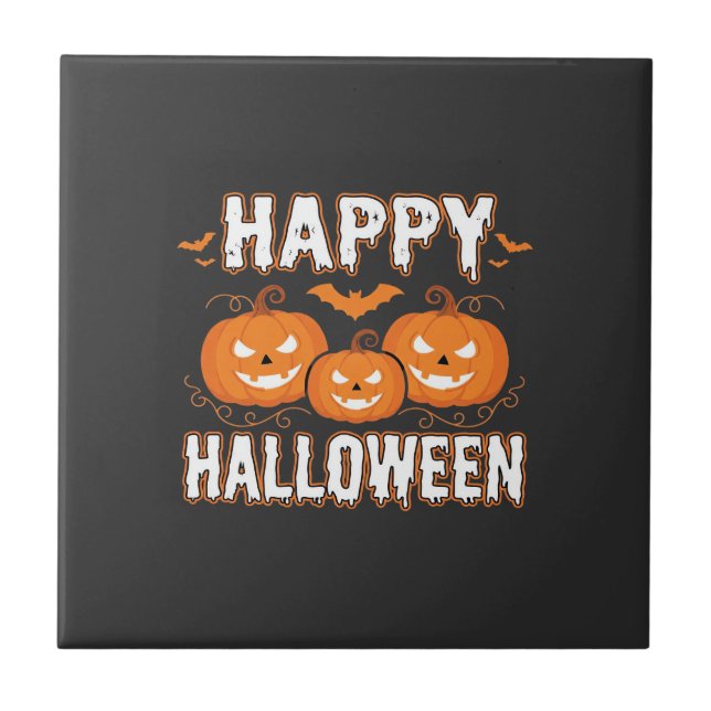Happy Halloween Pumpkin Bat Vector Tile (Front)