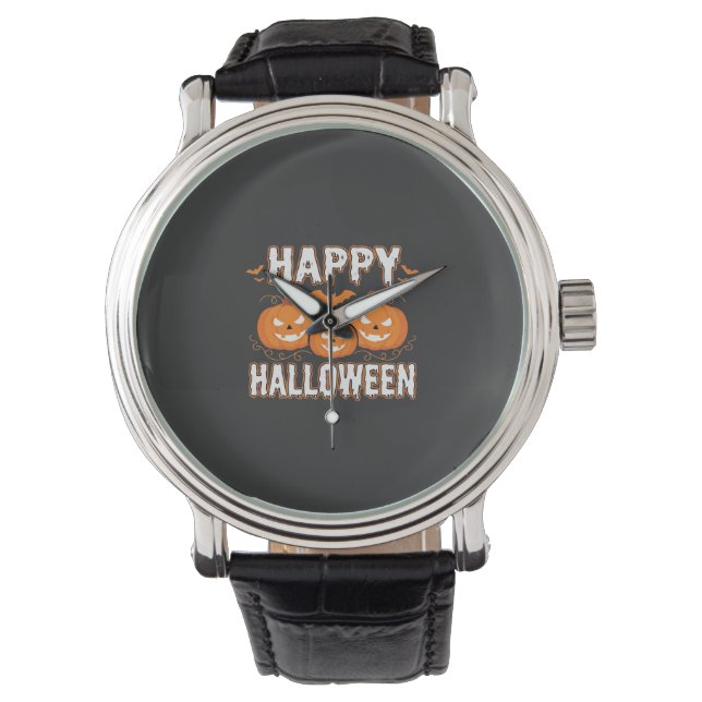 Happy Halloween Pumpkin Bat Vector Watch (Front)