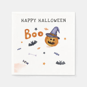 Happy Halloween Pumpkin Bats Family Party Napkin