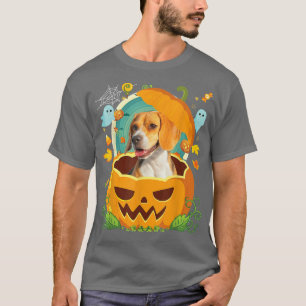 Happy Halloween Pumpkin Beagle Dog Witch Cute Hat T-Shirt