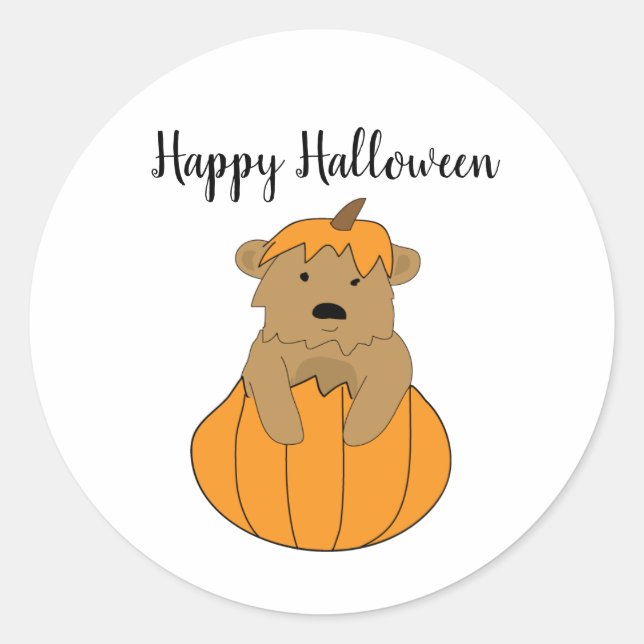 Happy Halloween Pumpkin Bear Stickers (Front)