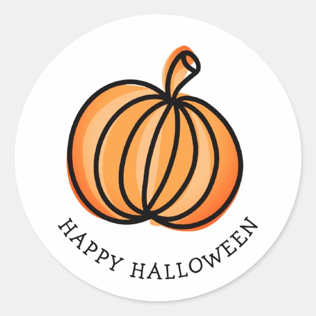Happy Halloween Pumpkin Classic Round Sticker (Front)