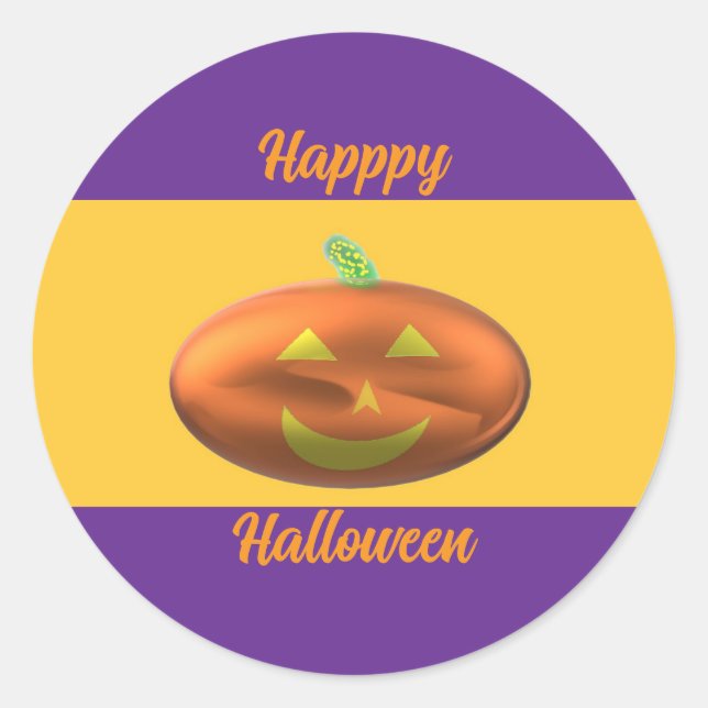 Happy Halloween Pumpkin  Classic Round Sticker (Front)