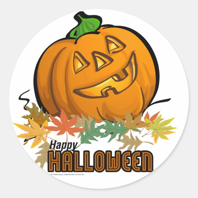 Happy Halloween Pumpkin Classic Round Sticker (Front)