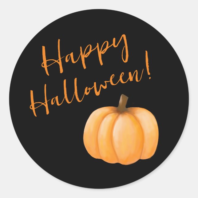 Happy Halloween-Pumpkin- Classic Round Sticker (Front)