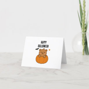 Happy Halloween Pumpkin Cute Bear Thank You Card