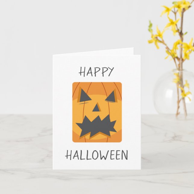 Happy Halloween Pumpkin Face Card (Yellow Flower)