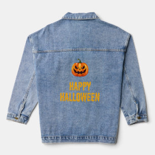 Happy Halloween Pumpkin Face Denim Jacket