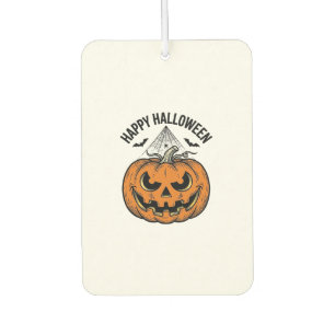 Happy Halloween Pumpkin Face Vintage Vector Design Car Air Freshener