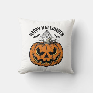 Happy Halloween Pumpkin Face Vintage Vector Design Cushion
