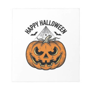 Happy Halloween Pumpkin Face Vintage Vector Design Notepad