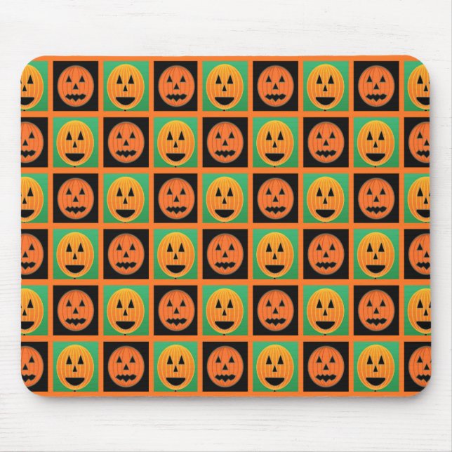 Happy Halloween pumpkin faces Mouse Pad (Front)
