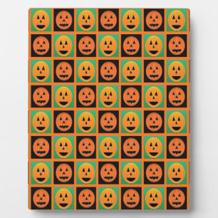 Happy Halloween pumpkin faces Plaque